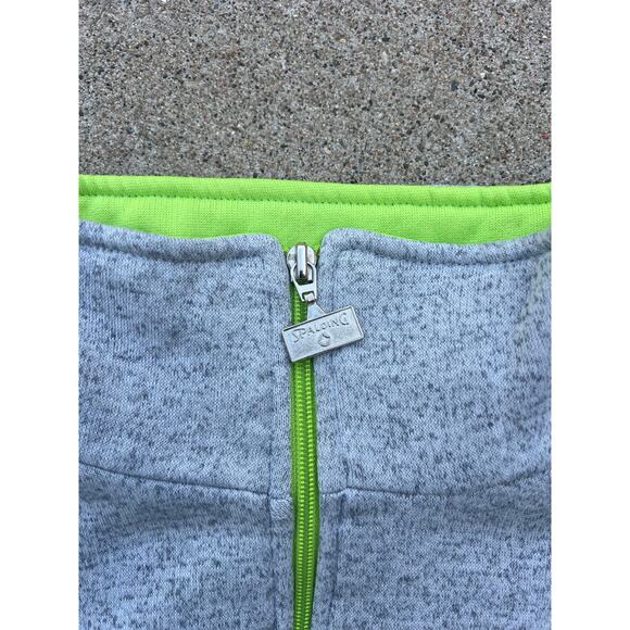 Vtg Spalding Jacket Women Size Medium Heather Gray Color-Block Mock Neck Zip-Up - Picture 2 of 6